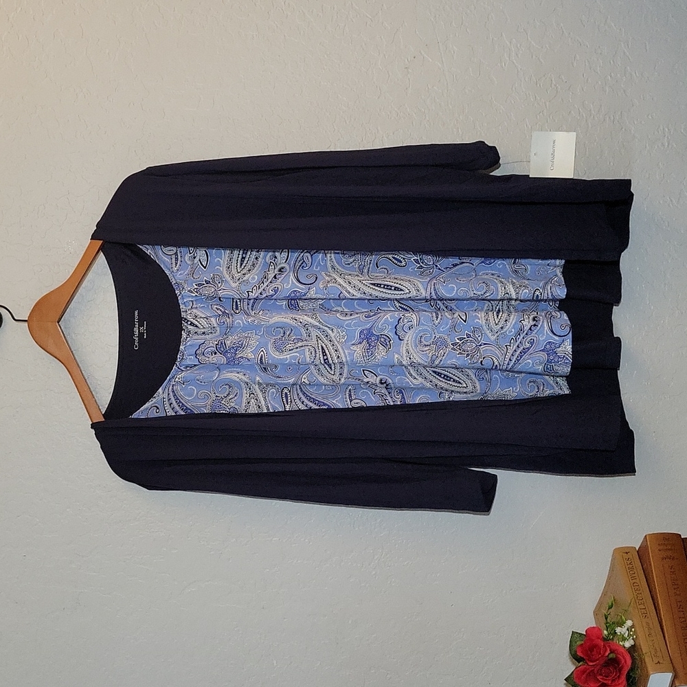 CROFT& BARROW Attached Cardigan Paisley Tunic Shirt 2X - Picture 8 of 12